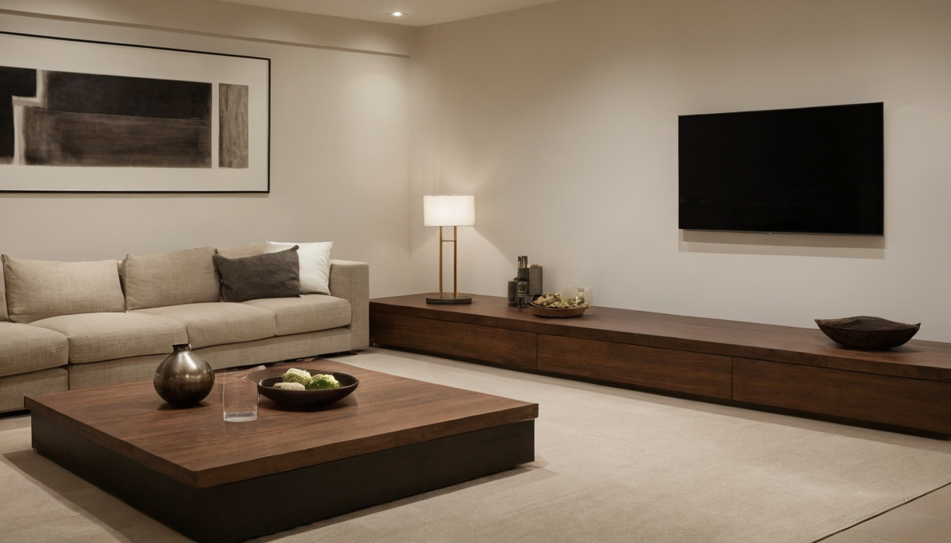 Luxury interior image showing A larger modern coffee table trades surface area for clearance
