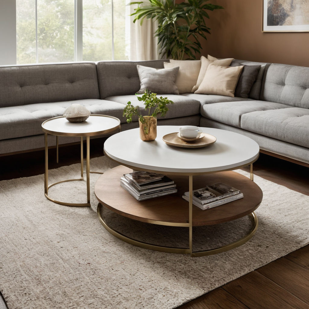 Coffee-table edges and tops should match the household's collision and breakage risks shown in a luxury residential interior